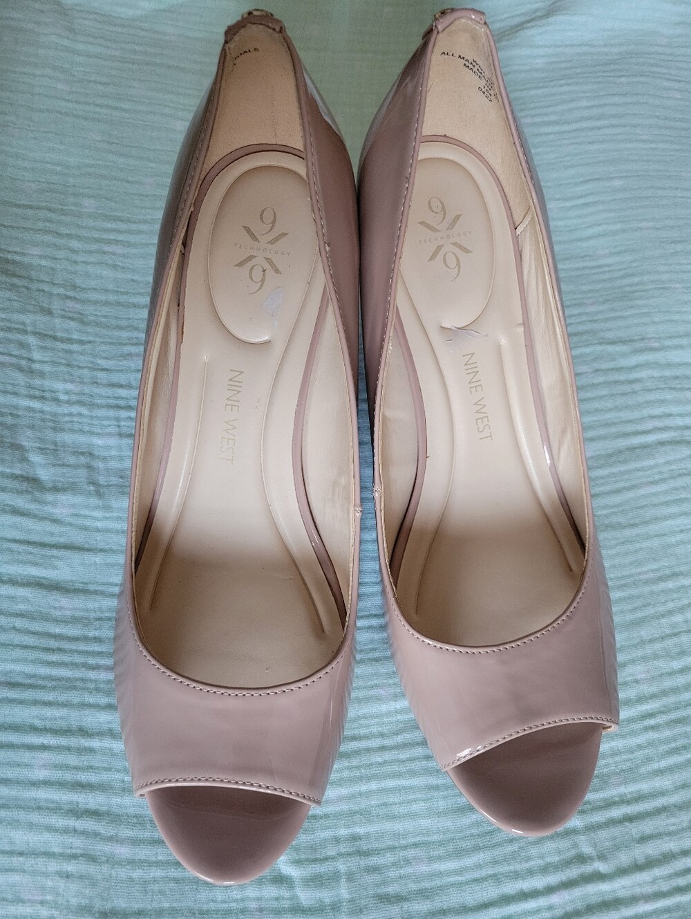 Nine West 9x9 Nude Peep-Toe Wedge Pumps Women 9m